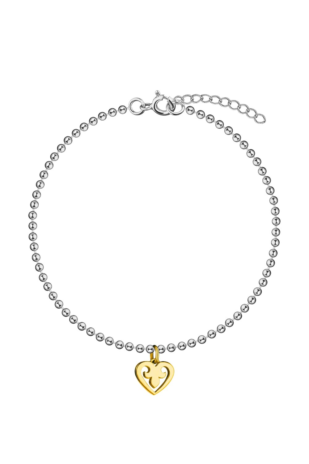 Браслет-цепочка Nana, серебро, 925 проба, золочение, длина 19.5 см.