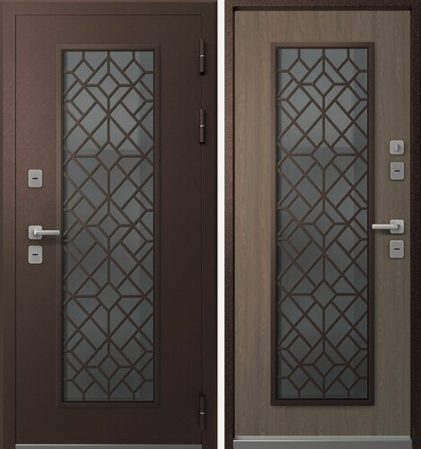 Изображение товара Дверь входная металлическая с терморазрывом Эталон Термо-СП10 Шоколад муар блеск-Орех грецкий 860 правая