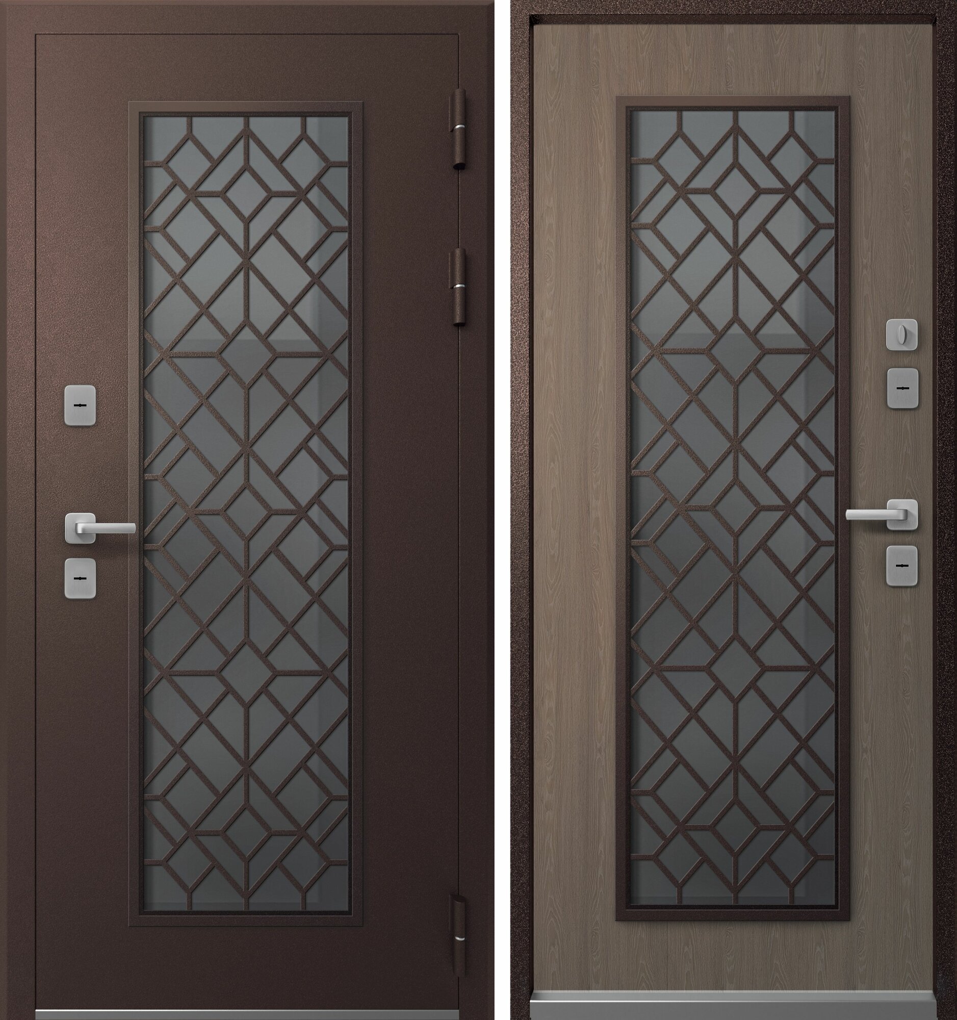 Дверь входная металлическая с терморазрывом Эталон Термо-СП10 Шоколад муар блеск-Орех грецкий 960 правая