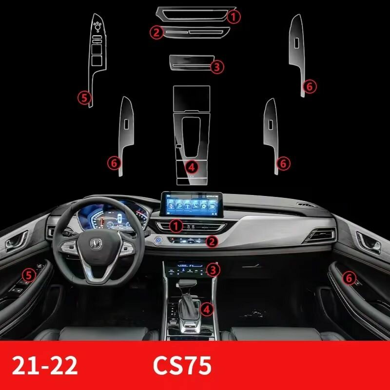 Changan CS75 2018-2023 Матовая защитная пленка внутри навигационной кабины Для навигационных экранов, переключения передач и панелей дверей
