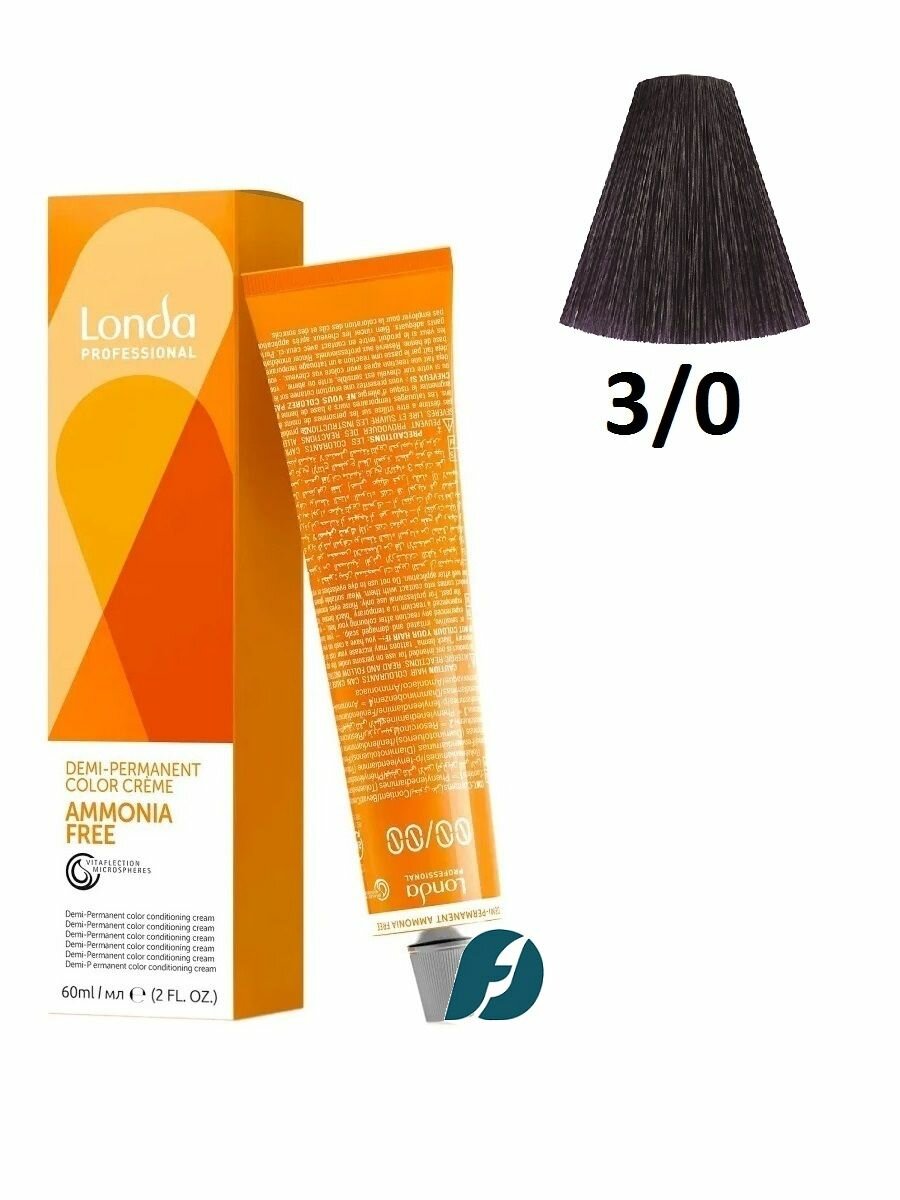 Londa Professional DemiPermanent Ammonia Free Color 30 Тонирующая кремкраска для волос без аммиака  Темный шатен натуральный 60 мл