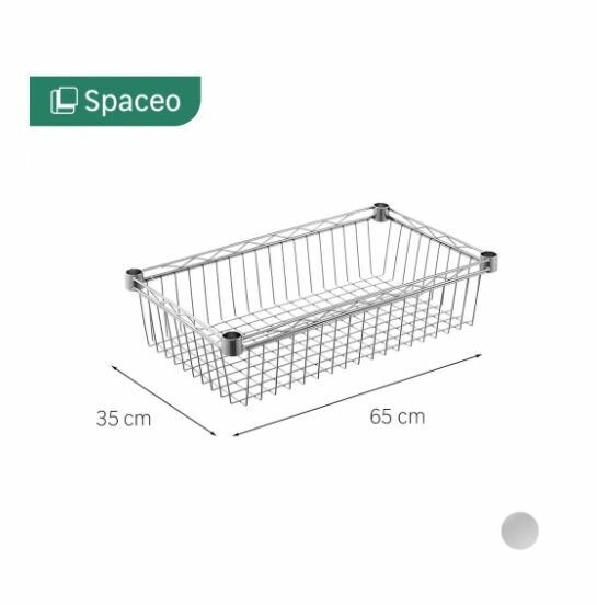 Корзина для стеллажа Spaceo 60x35x14 см цвет хром