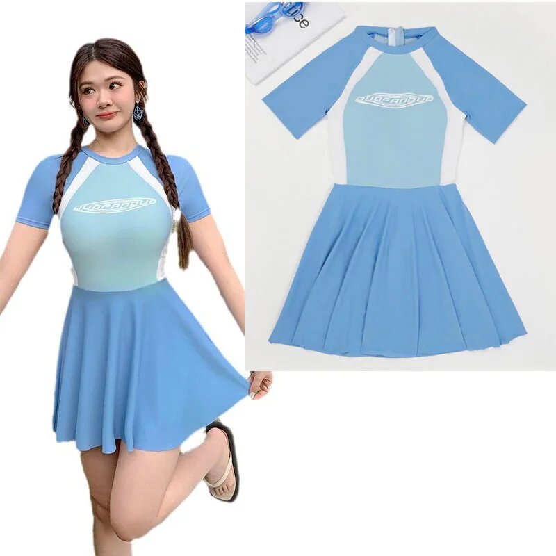 Женский рашгард купальник Bswemek Светло-голубой 3XL 801B