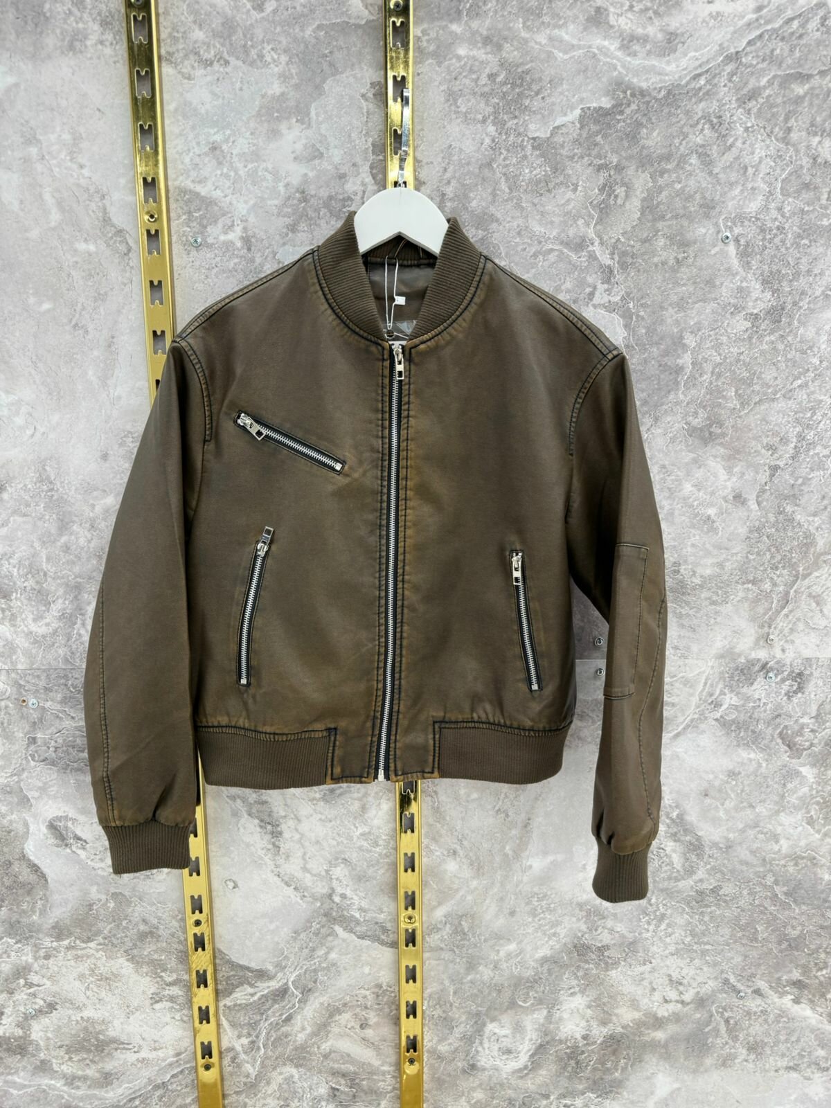 Куртка кожаная Jools Fashion, размер 46-48, коричневый