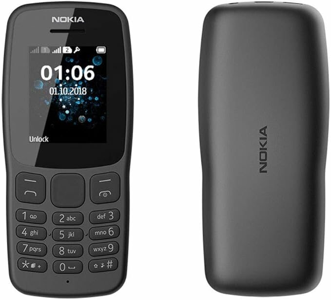 Телефон Nokia 106, кнопочный, с FM-радио и фонариком, ударопрочный, IP52, чёрный — фото 1