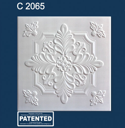 Плитка потолочная С 2065 экструдированная моющаяся белая 50 см х 50 см (8 штук2 м2)