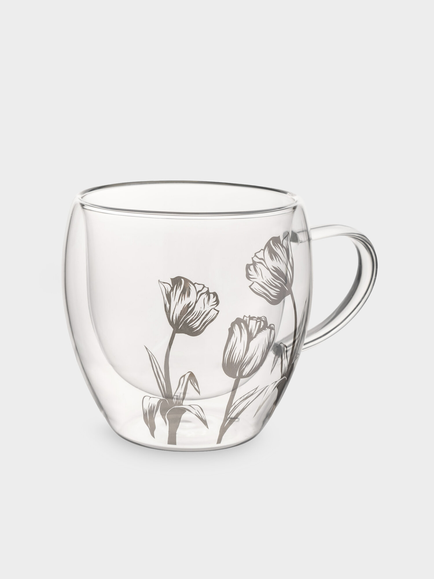 Кружка, 250 мл, стекло Б, Тюльпаны, Wind-deco — фото 1