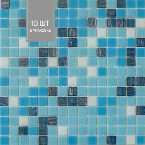 Изображение товара Elada Mosaic Плитка мозаика HK-15 голубой микс, коробка, 10 матриц, 1,07 м2 32.7 см x 32.7 см