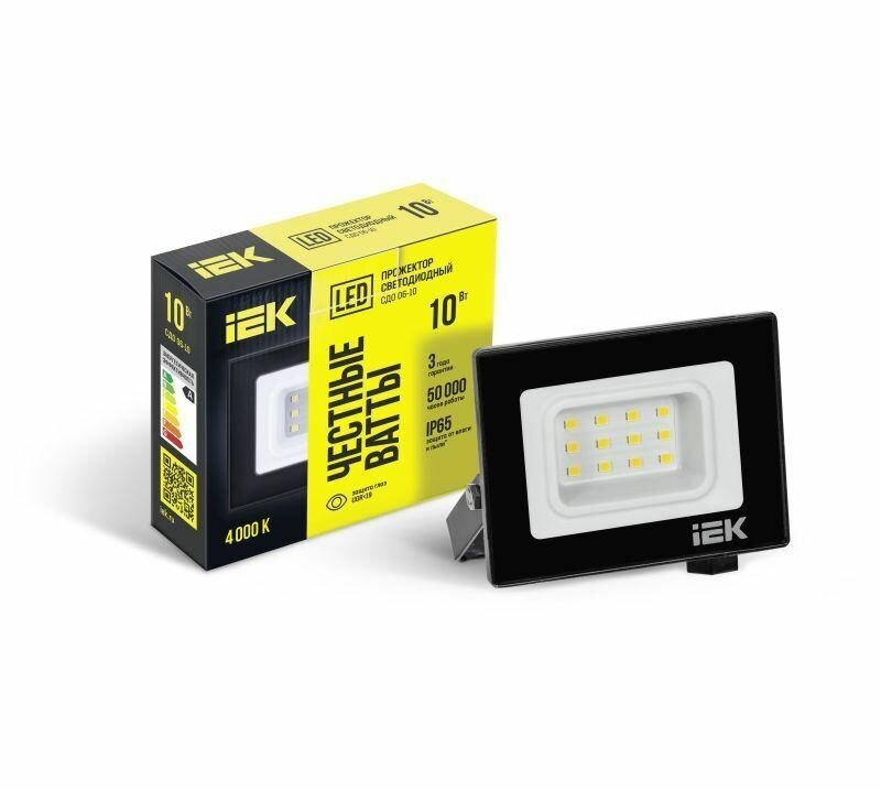 Прожектор светодиодный 10Вт СДО 06-10 4000К IP65 черный корпус IEK LPDO601-10-40-K02
