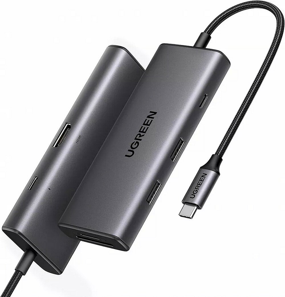 Док-станция UGREEN USB-C To HDMI+2*USB 3.2 A+ USB-C 3.2+SD/TF+PD Docking Station CM498 (15531) Space Gray