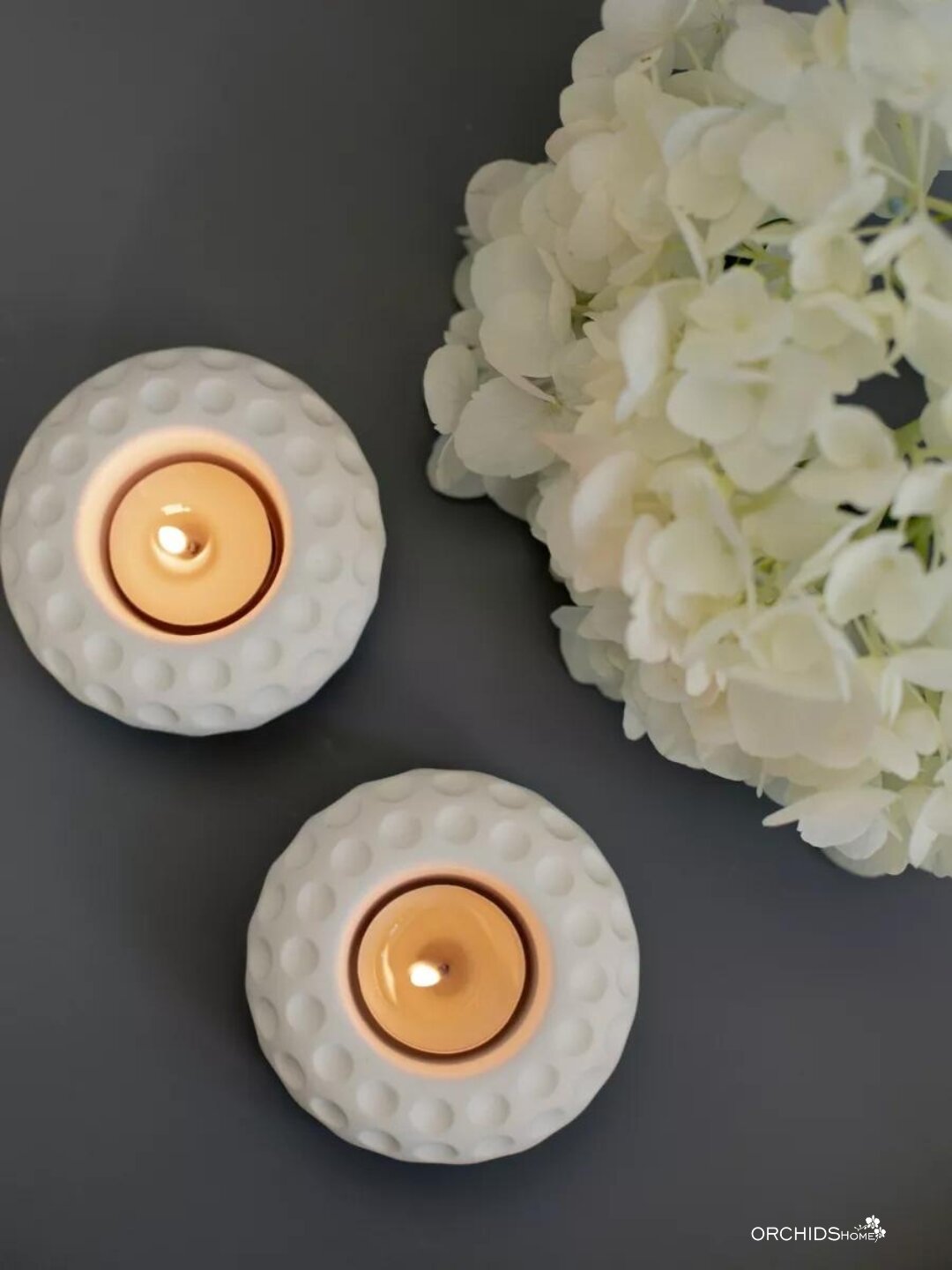 Набор гипсовый подсвечник для чайных и столовых свечей 2шт, в форме плюшки — фото 1