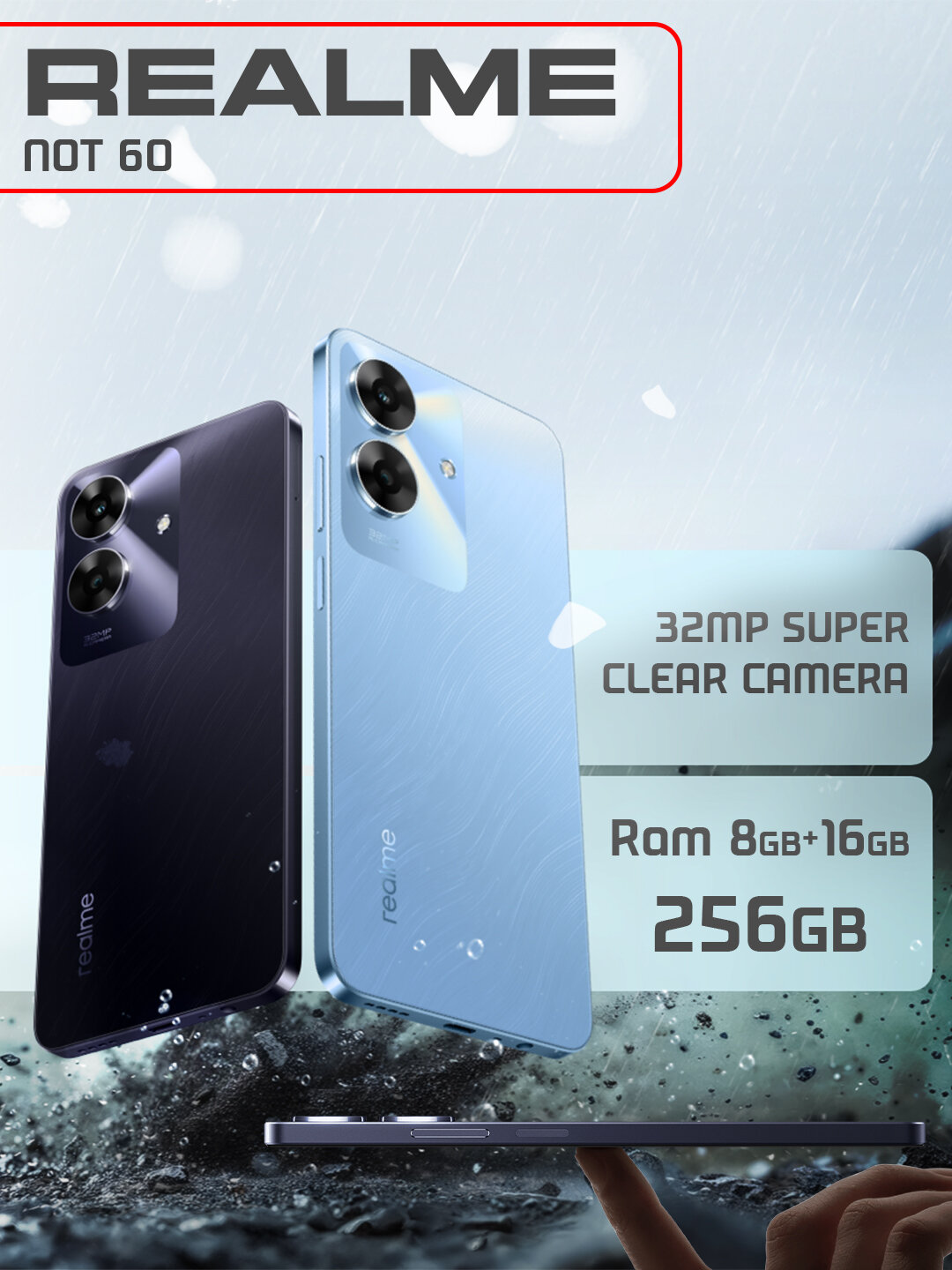 Realme смартфон Note 60, 32 Мп 5000 мАч Android 14, 4/128ГБ, 90 Гц HD+, Ip64 ArmorShell — фото 1