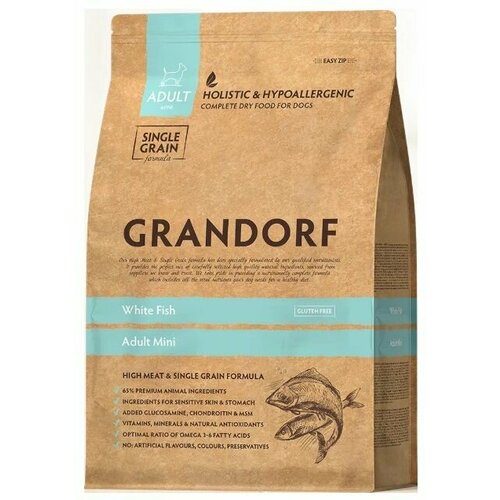 Cухой корм для собак мелких пород с белой рыбой Grandorf Adult Mini Breed Whitу Fish 3 кг