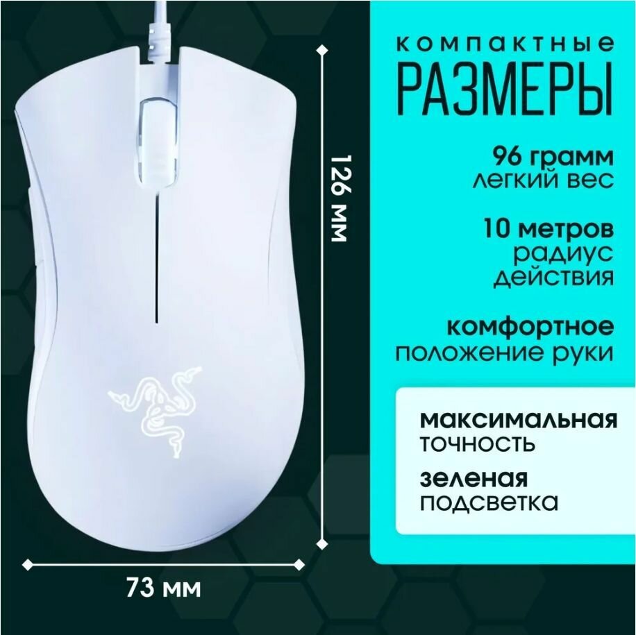 Игровая компьютерная мышь Razer DeathAdder Essential, Белый — фото 1