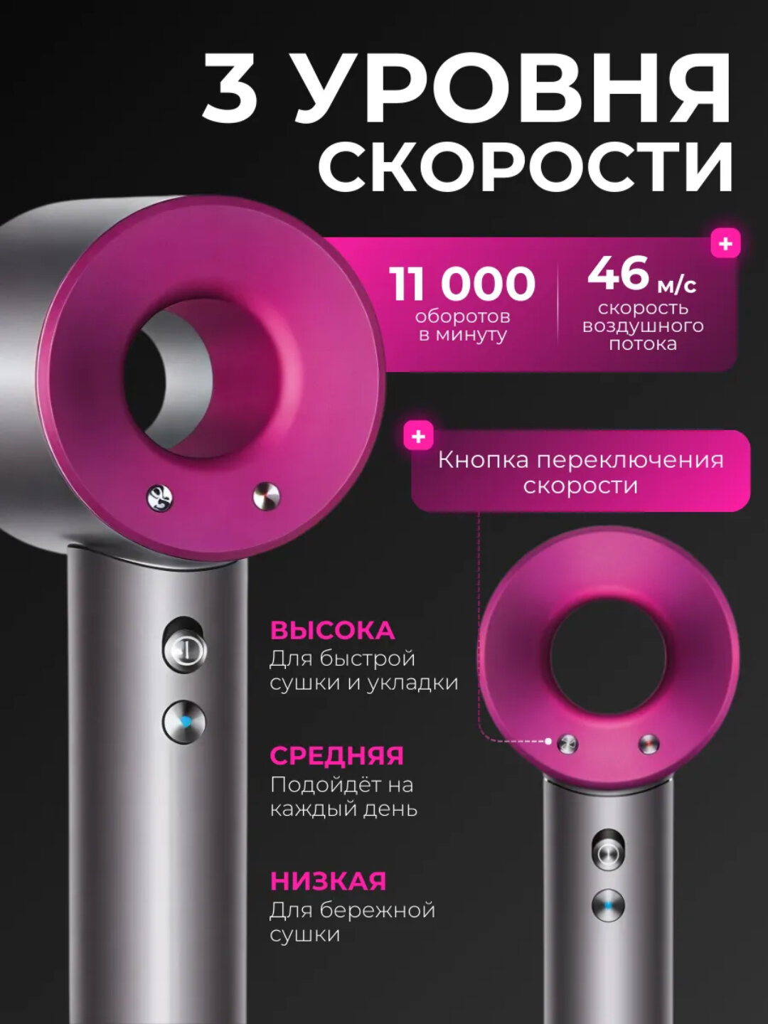 Фен Leafless Super Hair Dryer 5 насадок — фото 1