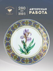 Тарелка декоративная 27 см. Форма "Европейская", рисунок "Нежный ирис". Фарфор. Подарочная упаковка. Императорский фарфоровый завод ИФЗ ЛФЗ