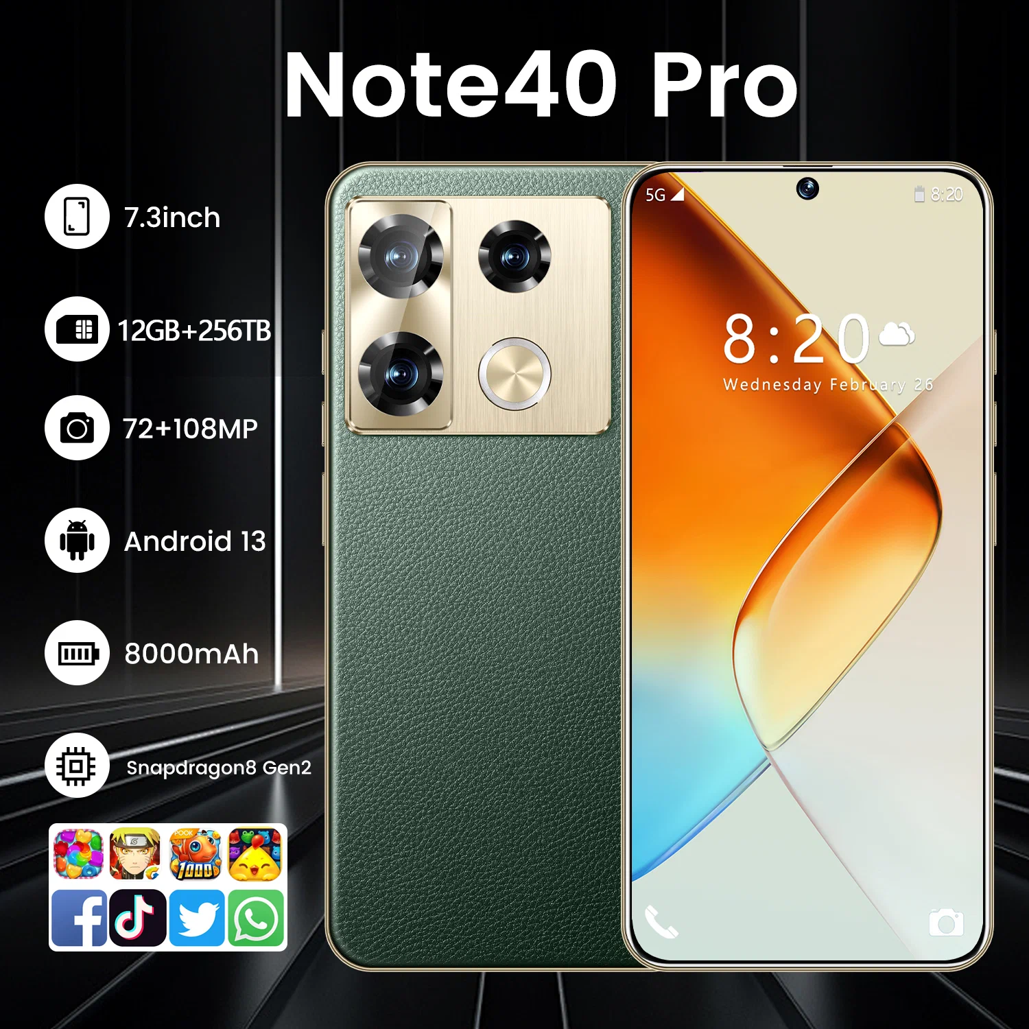 Смартфон "Note 40", 12ГБ, 256ГБ, AMOLED 120Гц, Vintage Green, Dual nano SIM + eSIM — фото 1