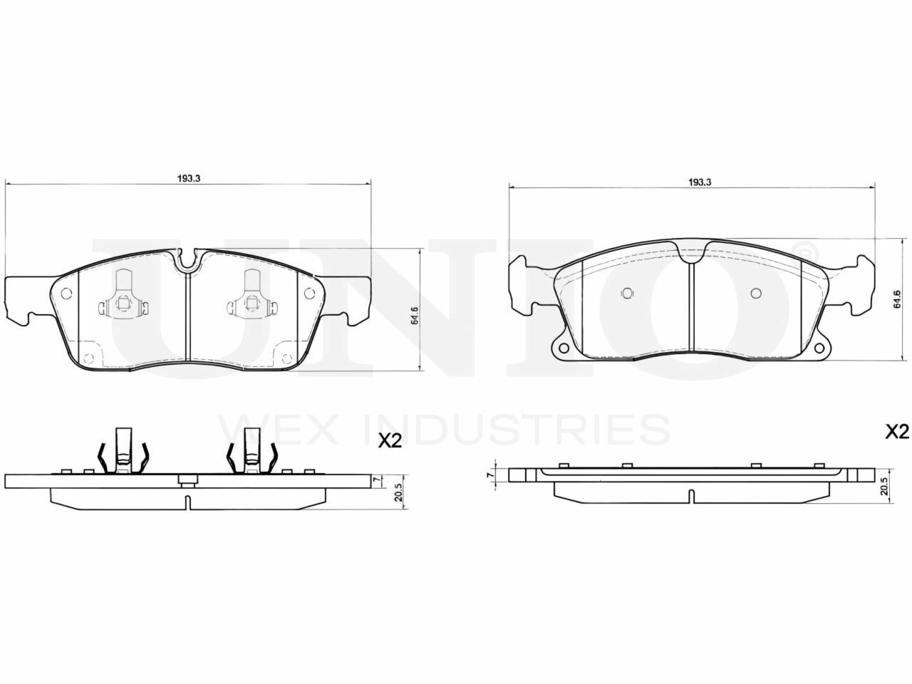 Колодки тормозные передние для Мерседес ГЛЕ-Класс Mercedes Benz артикул BRP-20443 UNIO