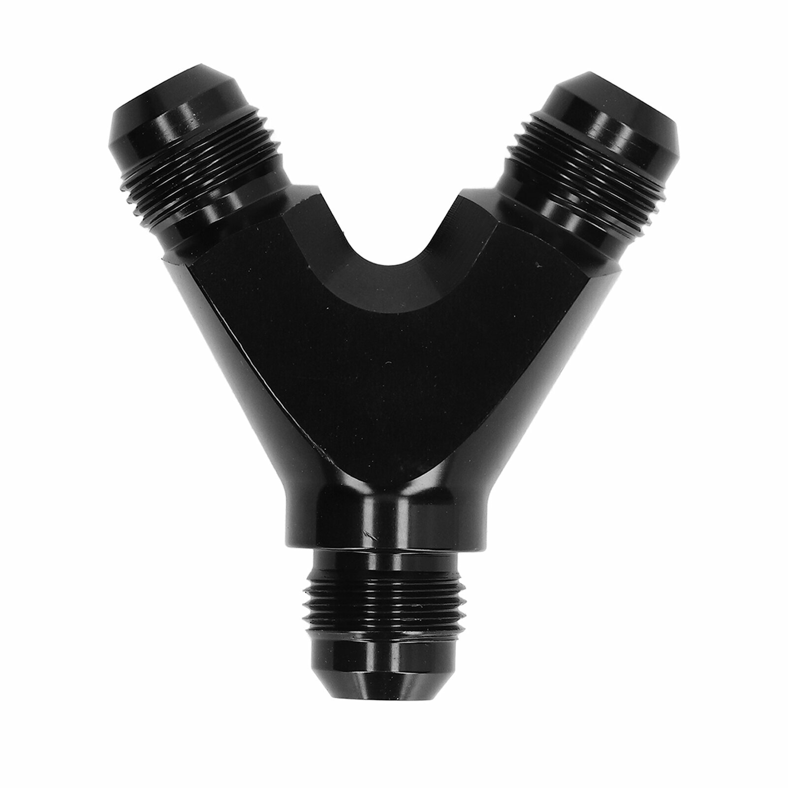 Black Anodizing 3 Way Y Block Fitting Adapter Aluminium Car Accessory 8AN Male to 2X AN8