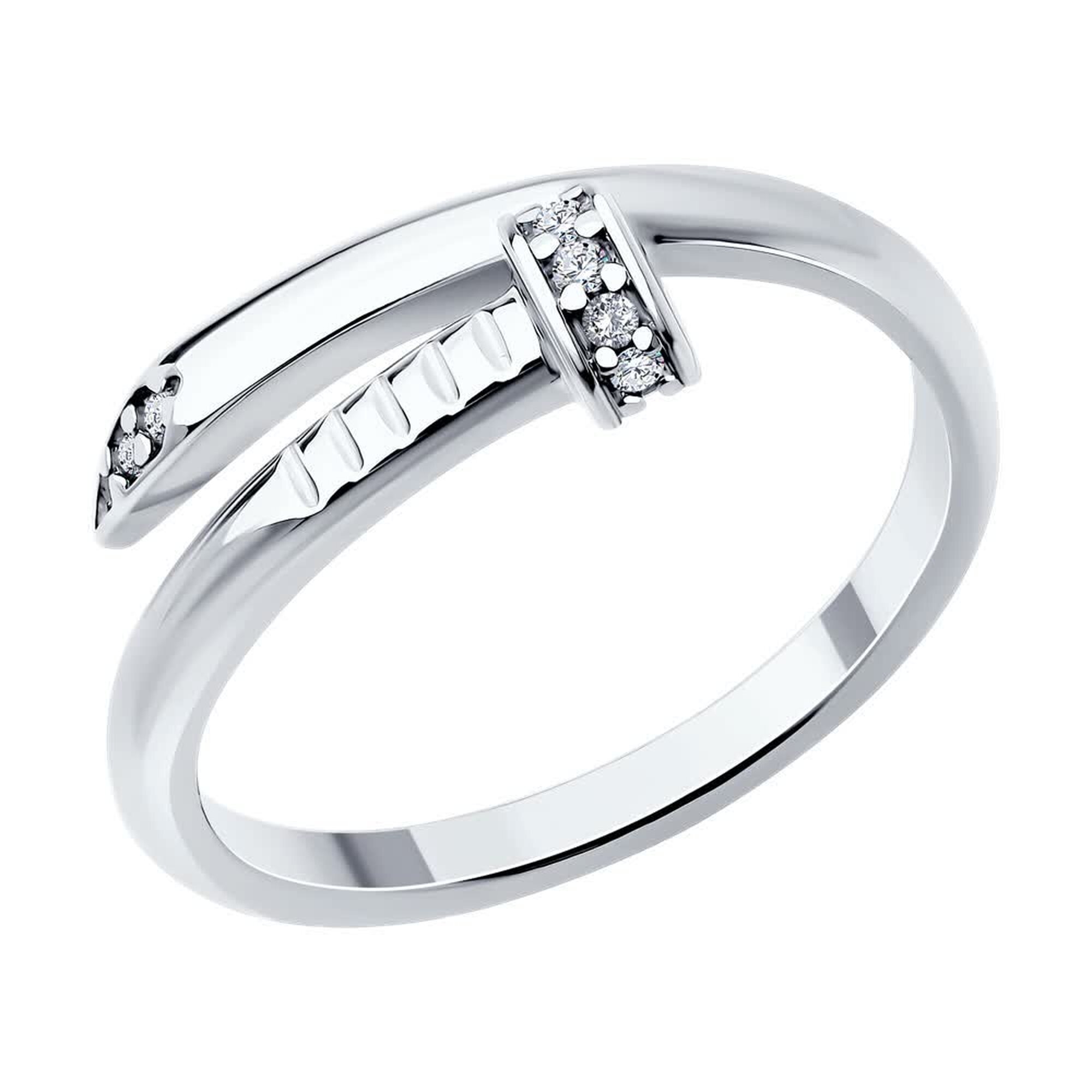 Кольцо Diamant online, серебро, 925 проба, родирование, фианит