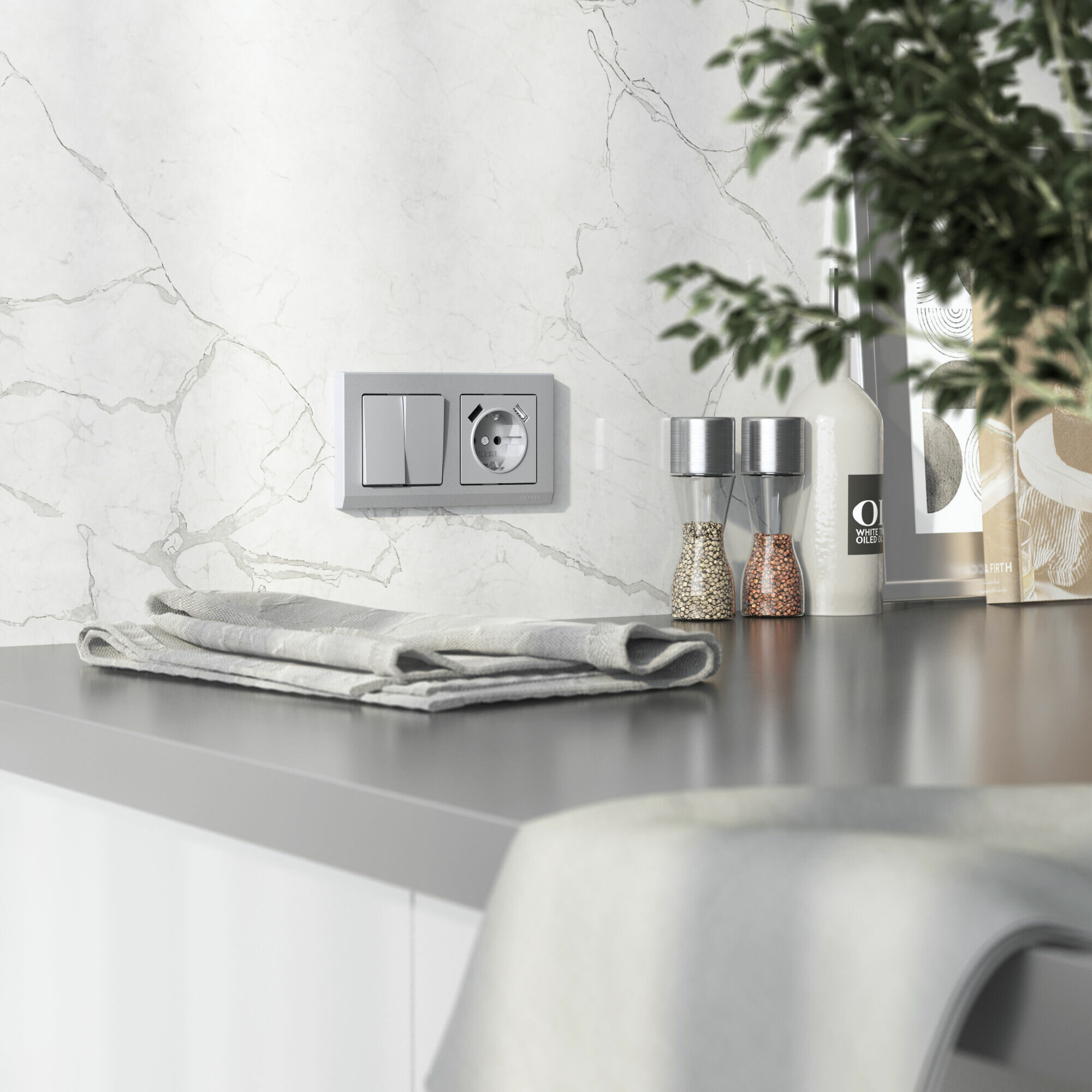 Рамка на 2 поста Werkel Stark (Серебряный матовый) — фото 1