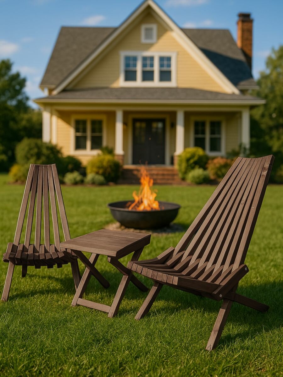 Изображение Комплект садовой мебели Кентукки 2 кресла 1 столик, Комплект 2 шезлонга 1 стол, складные Кентукки, Сосна, Венге