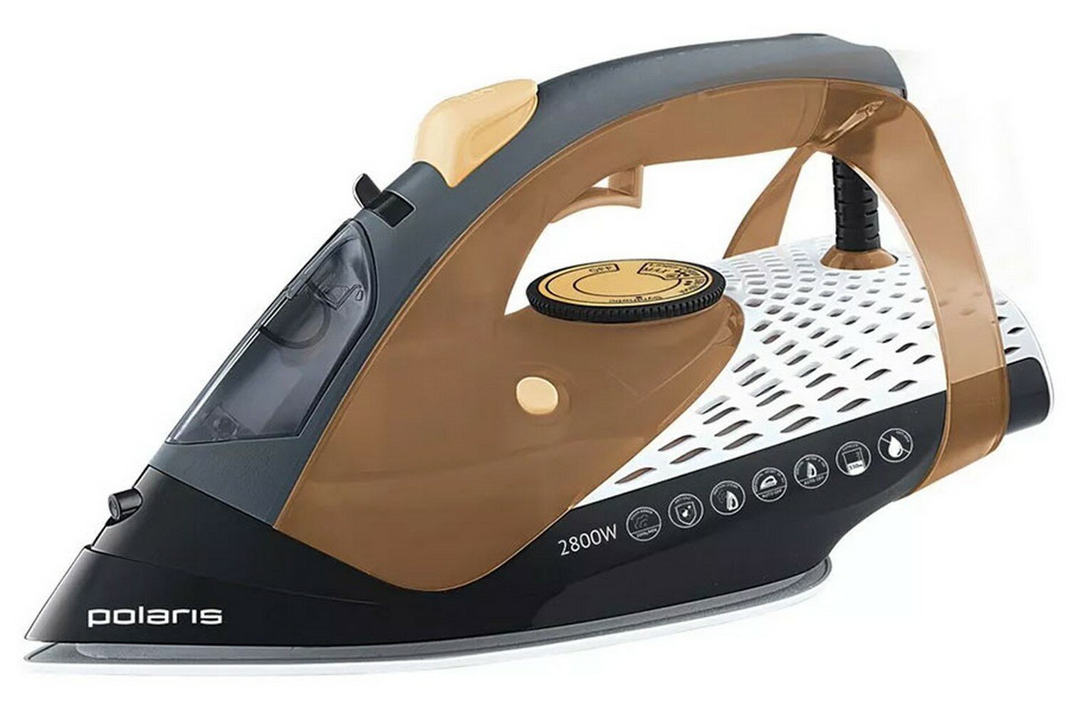 Утюг для одежды с отпаривателем Polaris PIR 2860AK 3m, черный/оранжевый