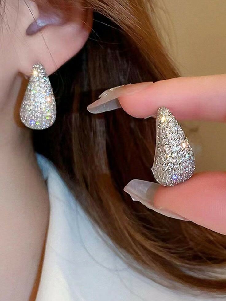 Серьги , хрусталь, размер 12 мм, серебристый/золотистый