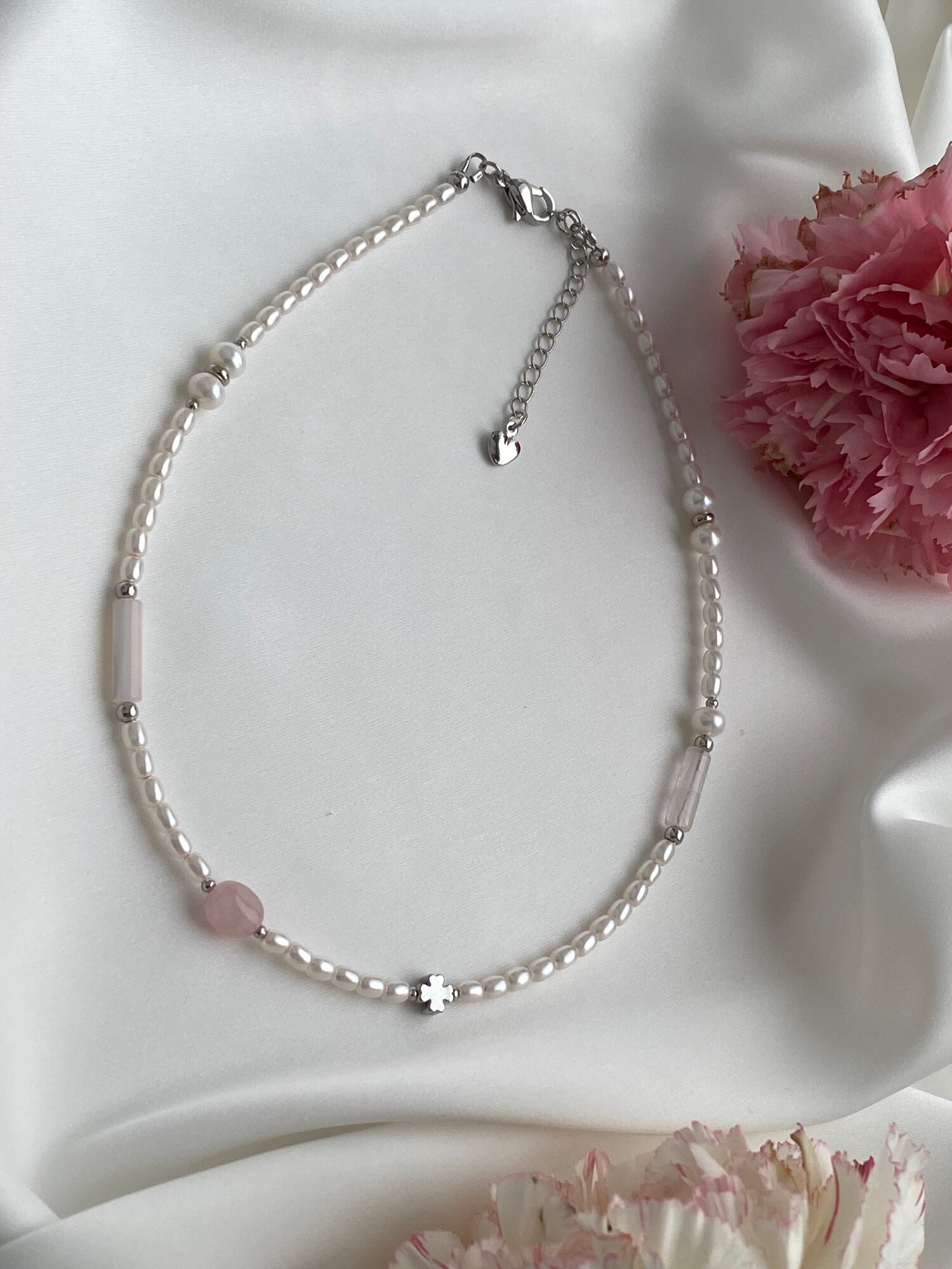 Чокер Love & Soul Jewelry, гематит, длина 35 см, розовый — фото 1