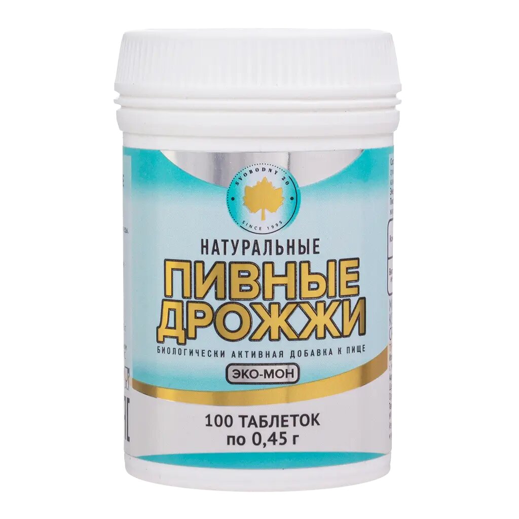 Дрожжи пивные Эко-Мон Натуральные таблетки массой 0,45 г 100 шт