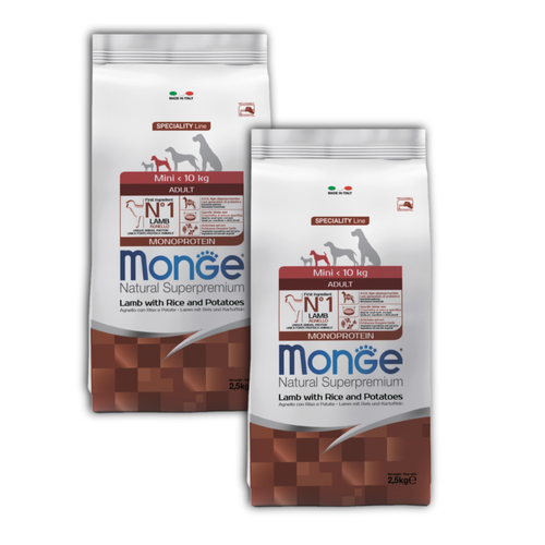 НАБОР Monge Dog Speciality Mini Сухой корм для собак мелких пород Ягненок Рис и Картофель 2.5 кг + 2.5 кг