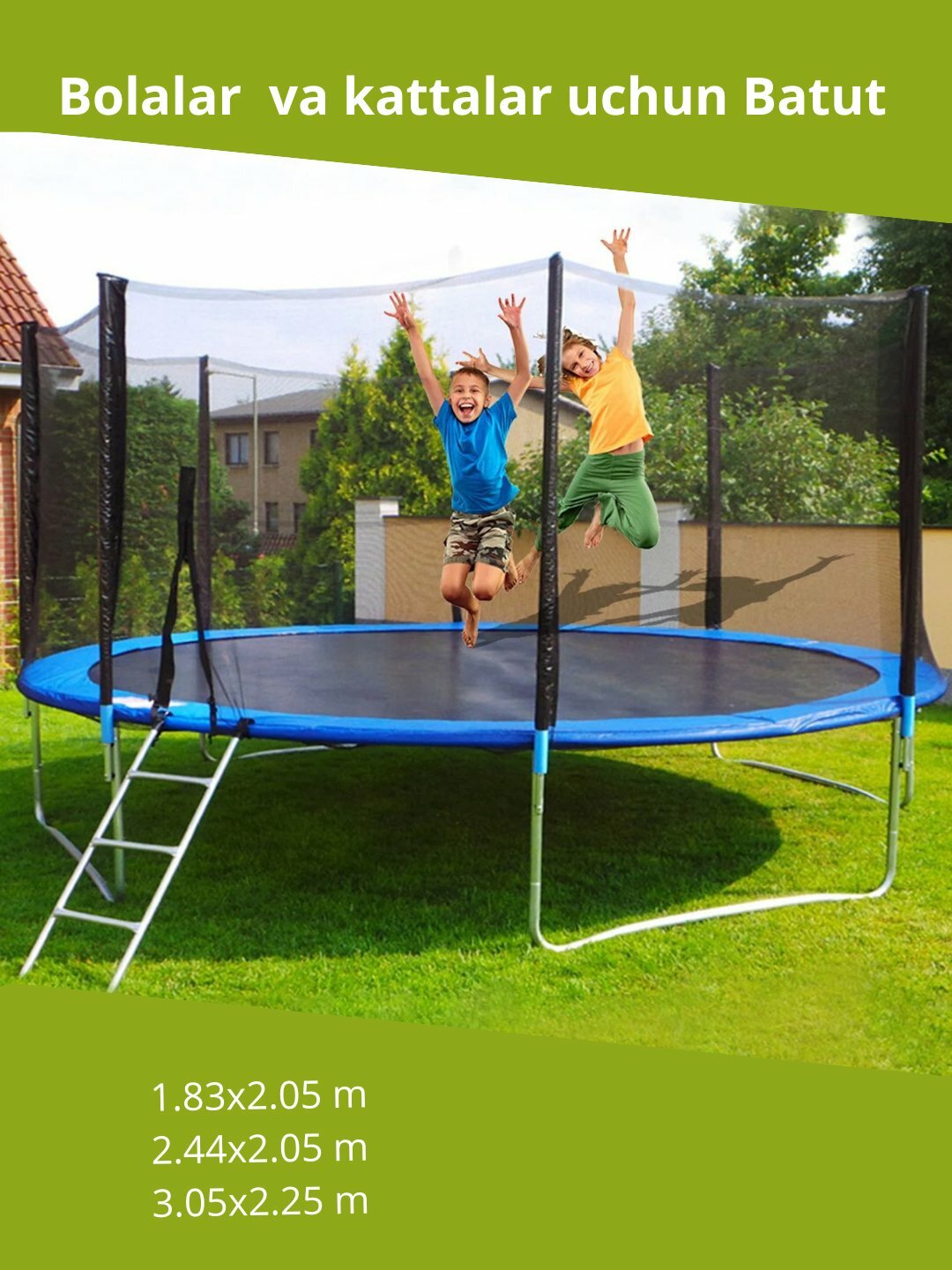 Батут, уличный, с сеткой, диаметр 244см, нагрузка до 150кг, чёрный 8FT — фото 1