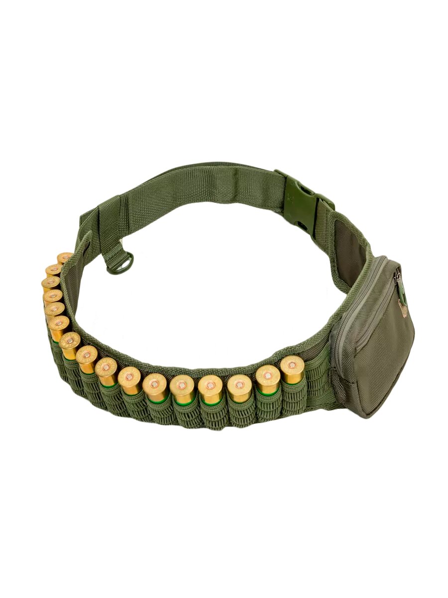 Патронташ поясной открытый Скандинавия с подсумком для хранения аксессуаров и мелочей