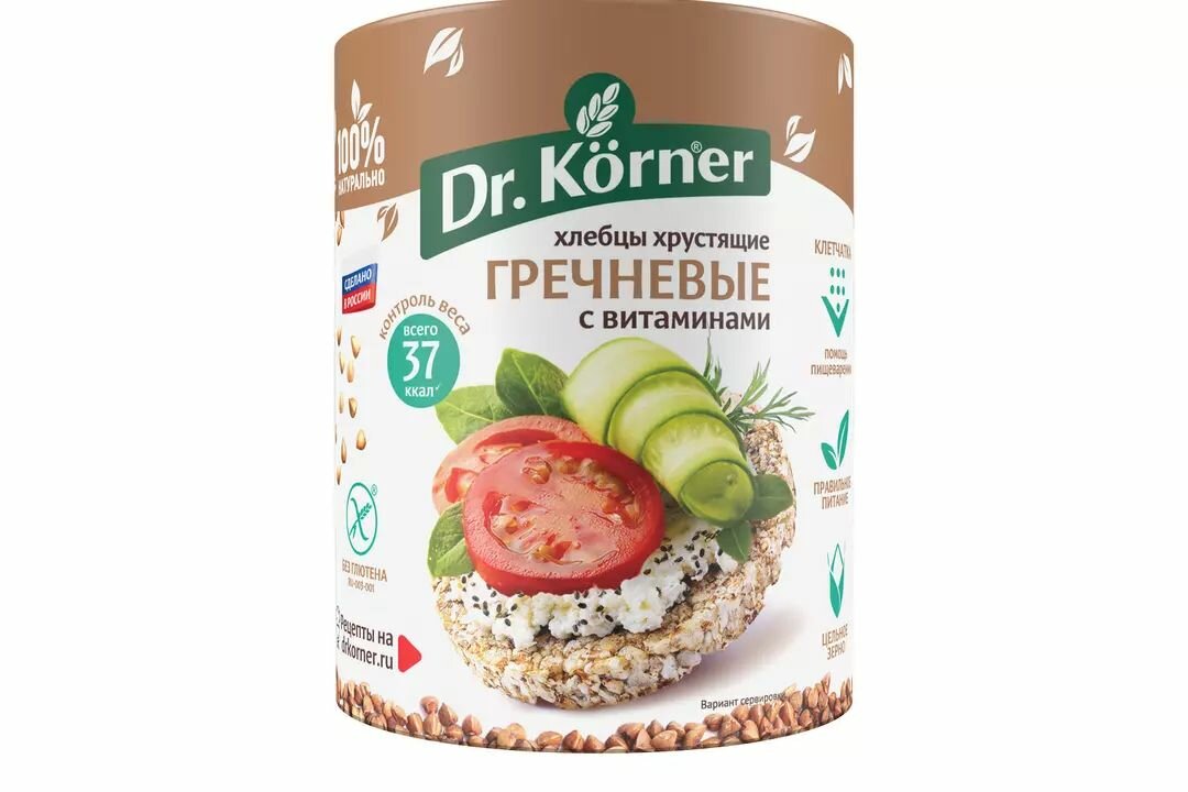 Dr. Korner Хлебцы хрустящие Гречневые, с витаминами, 100 г