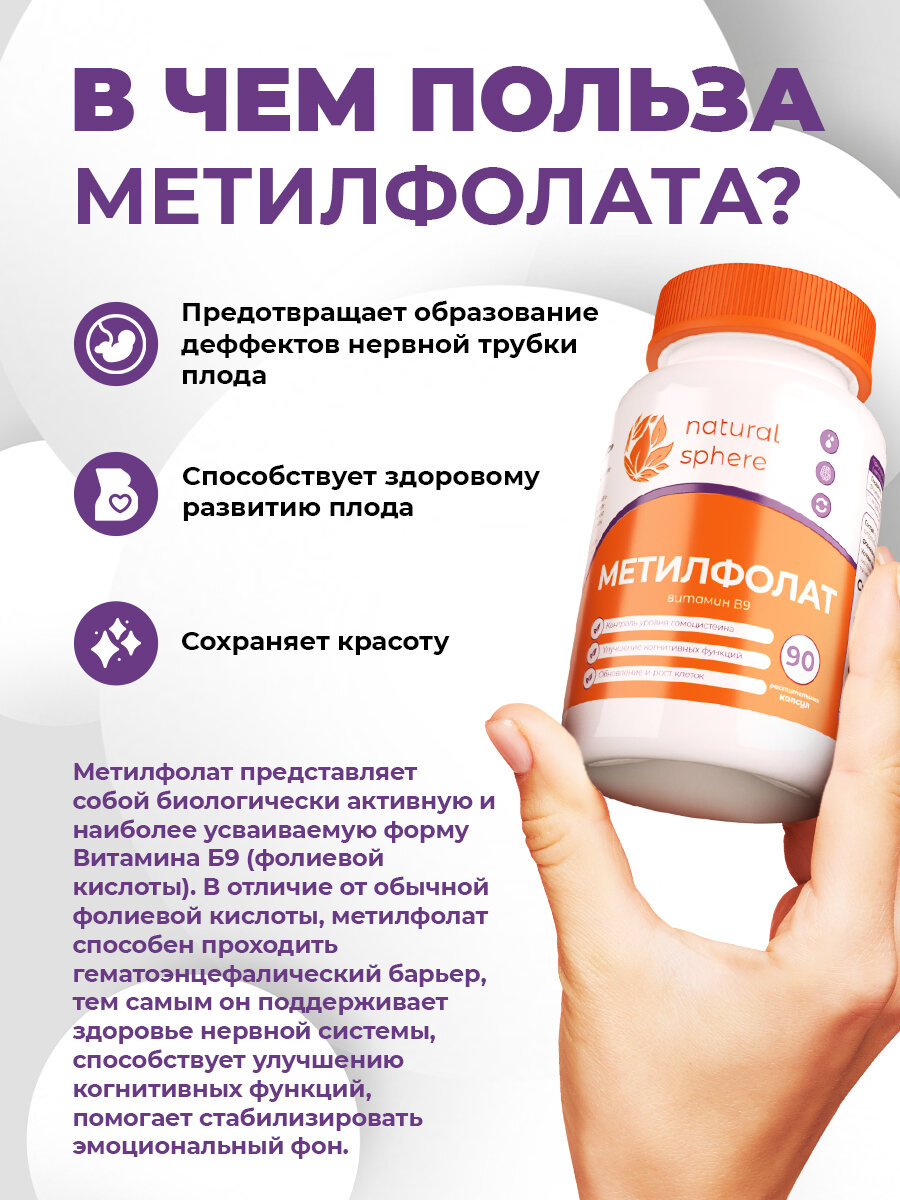 Картинки БАД Naturalsphere Метилфолат, для женского здоровья, 90 капс.