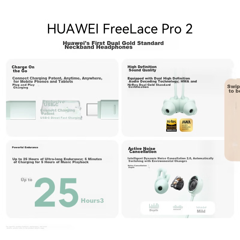 Huawei FreeLace Pro 2, Bluetooth Wireless Earphones, Neckband