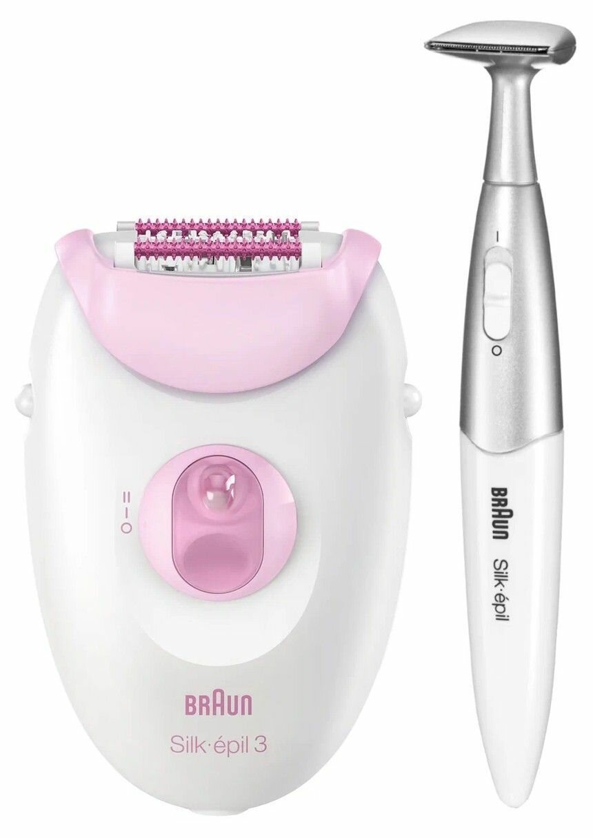 Эпилятор Braun Silk-epil 3 SE 3321 + стайлер для бикини, белый