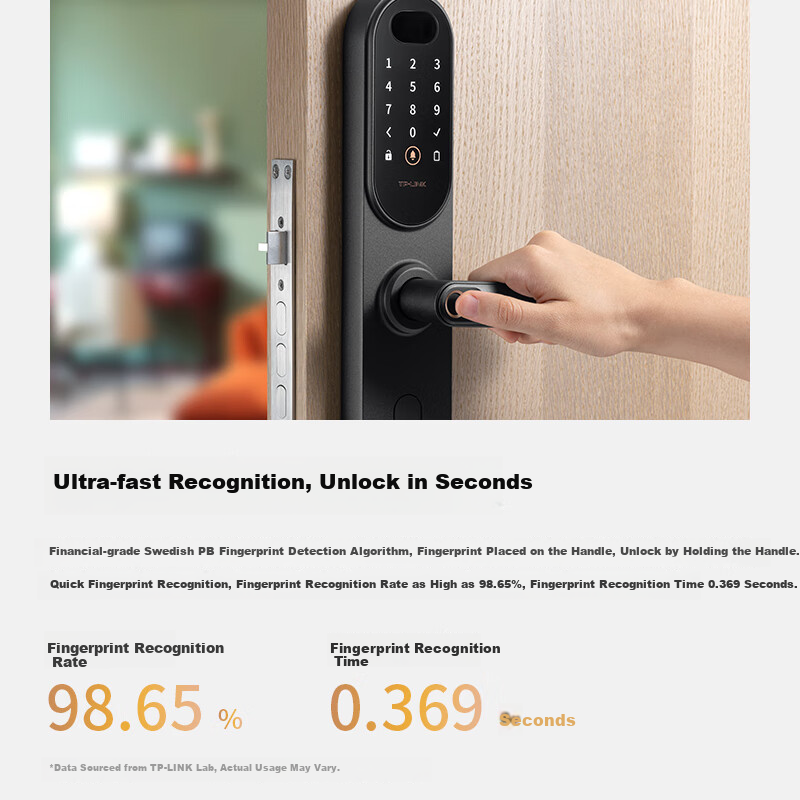 TP-LINK Smart Door Lock with 3D Face Recognition, Fingerprint, Password, Electronic Lock for Home Security, C-level Lock Core, NFC, Free Installation, SL22