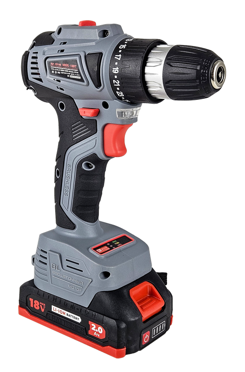 Аккумуляторный шуруповерт бесщеточный ProfiPower MKBL-18BT (Li-ion-2шт, 18В-2.0Ач, З/У, 0,8-10мм, 40Нм, кейс) E0146 — фото 1