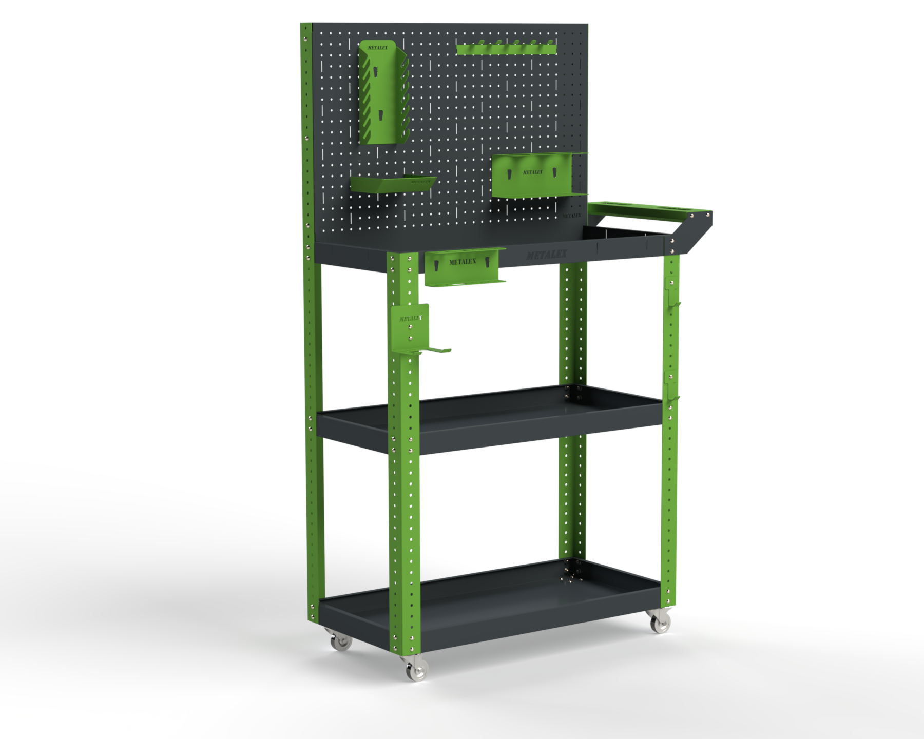 Тележка инструментальная Metalex Тип 4 900х450х950 3 полки (серо-зеленый)