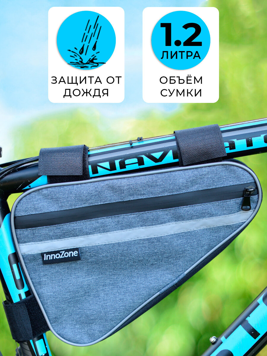 Сумка для велосипеда под раму 30х21х4см InnoZone U-Frame светло-серая