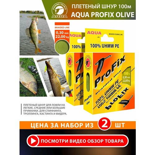 Плетеный шнур для рыбалки AQUA ProFix 100m 0.30mm 22.00kg оливковый 2шт