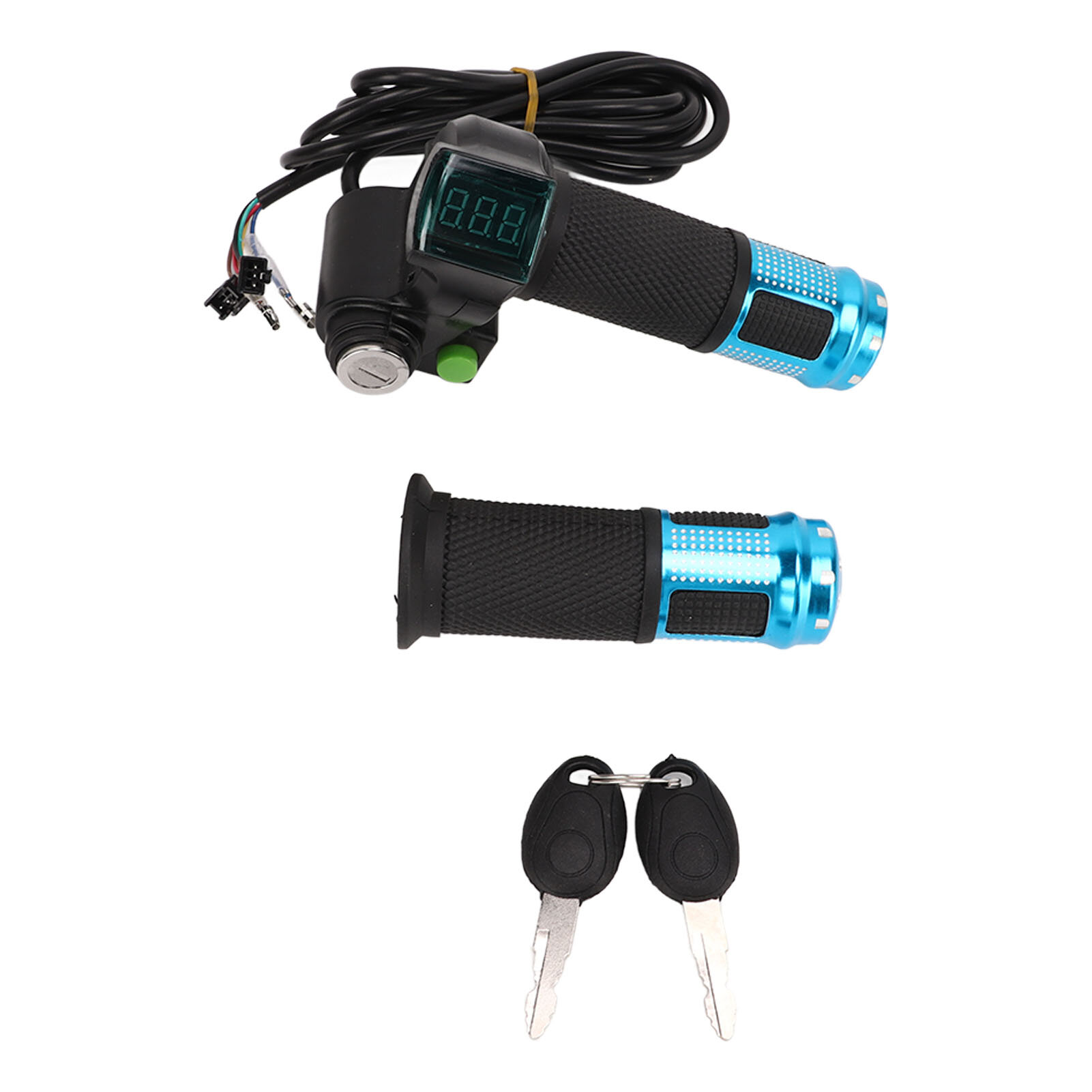 Комплект из одной пары рулей для электровелосипеда с красным замком-экраном, 12–99 В, с ключами, для езды на велосипеде, синего цвета
