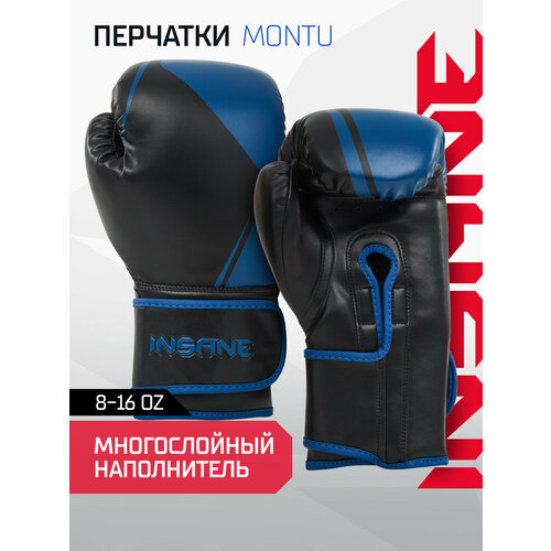 Перчатки боксерские INSANE MONTU IN23-BG500, ПУ, синий, 16 oz