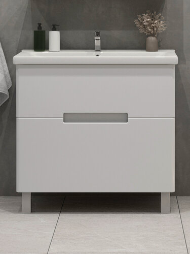 Изображение товара Тумба напольная SanStar Ориана 70 с раковиной Миранда 70 (комплект) для ванной комнаты, белая