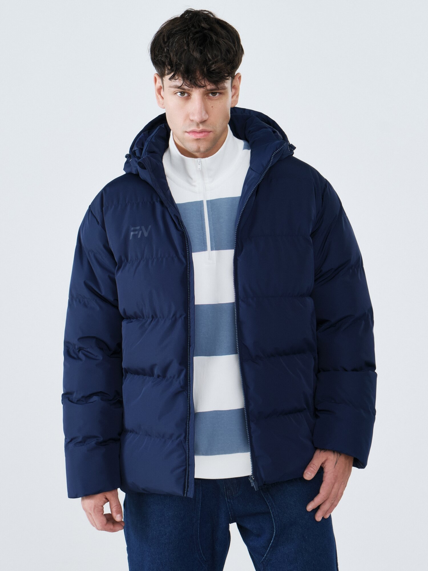 Пуховик FN куртка мужская зимняя Padding Jacket (Short) размер M темно-синий (101)