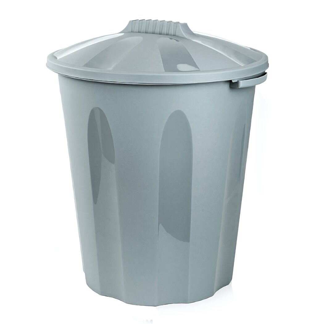 Бак универсальный 40 л круглый серый экологичный полипропилен удобное хранение пищевых и бытовых вещей