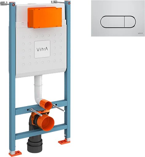Инсталляция с кнопкой VitrA V-Fix Core 732-5800-01 цвет хром глянец крепление к полу и стене
