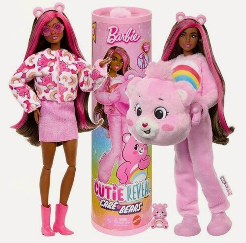 Изображение товара Кукла Barbie уценка "Care Bears" JCN95, в костюме розового мишки, с аксессуарами, 29 см