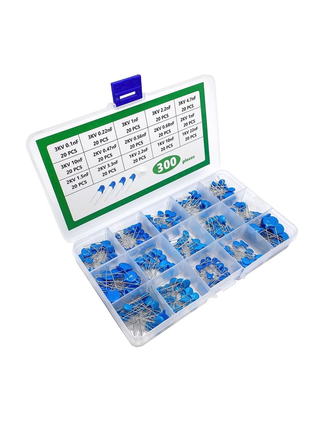 Высоковольтные конденсаторы, 1 кВ, 2 кВ, 3 кВ, 15 типов, по 20 штук, 300 штук